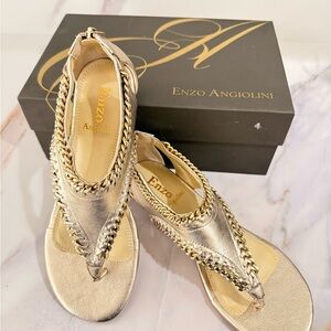 Enzo Angiolini Gold Sandals with Metallic Straps